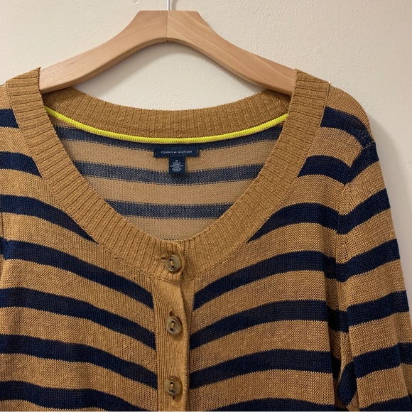 Tommy Hilfiger Striped Cardigan - Tan/Navy - Picture 2 of 6